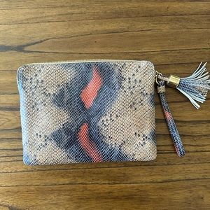 NWOT G.I.L.I. Large Clutch Purse Snakeskin Gold